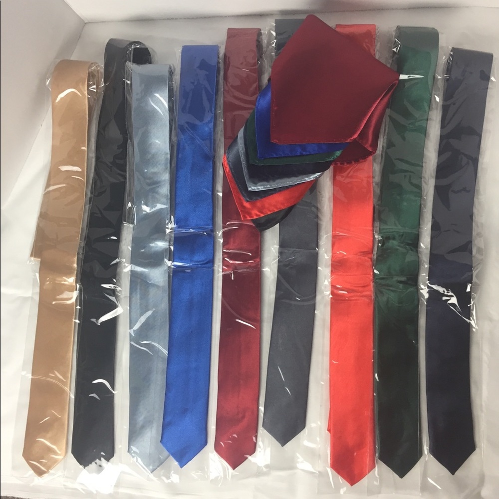 Nine different color brand new ties but no tags